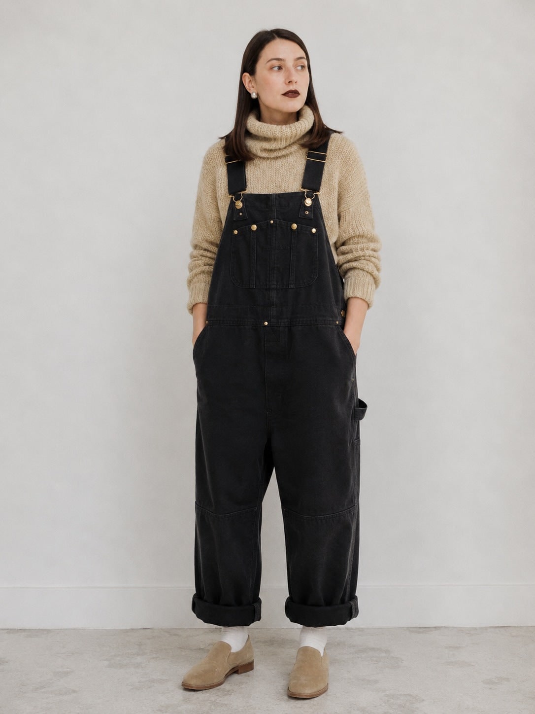Women's Canvas Bib Overalls, Relaxed Fit Dungarees with Multiple Pockets 5