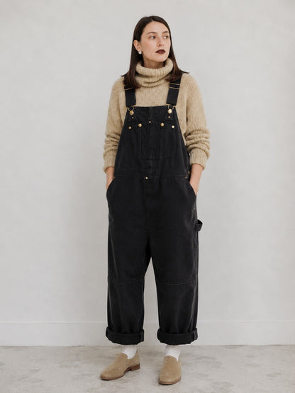 Women's Canvas Bib Overalls, Relaxed Fit Dungarees with Multiple Pockets 5