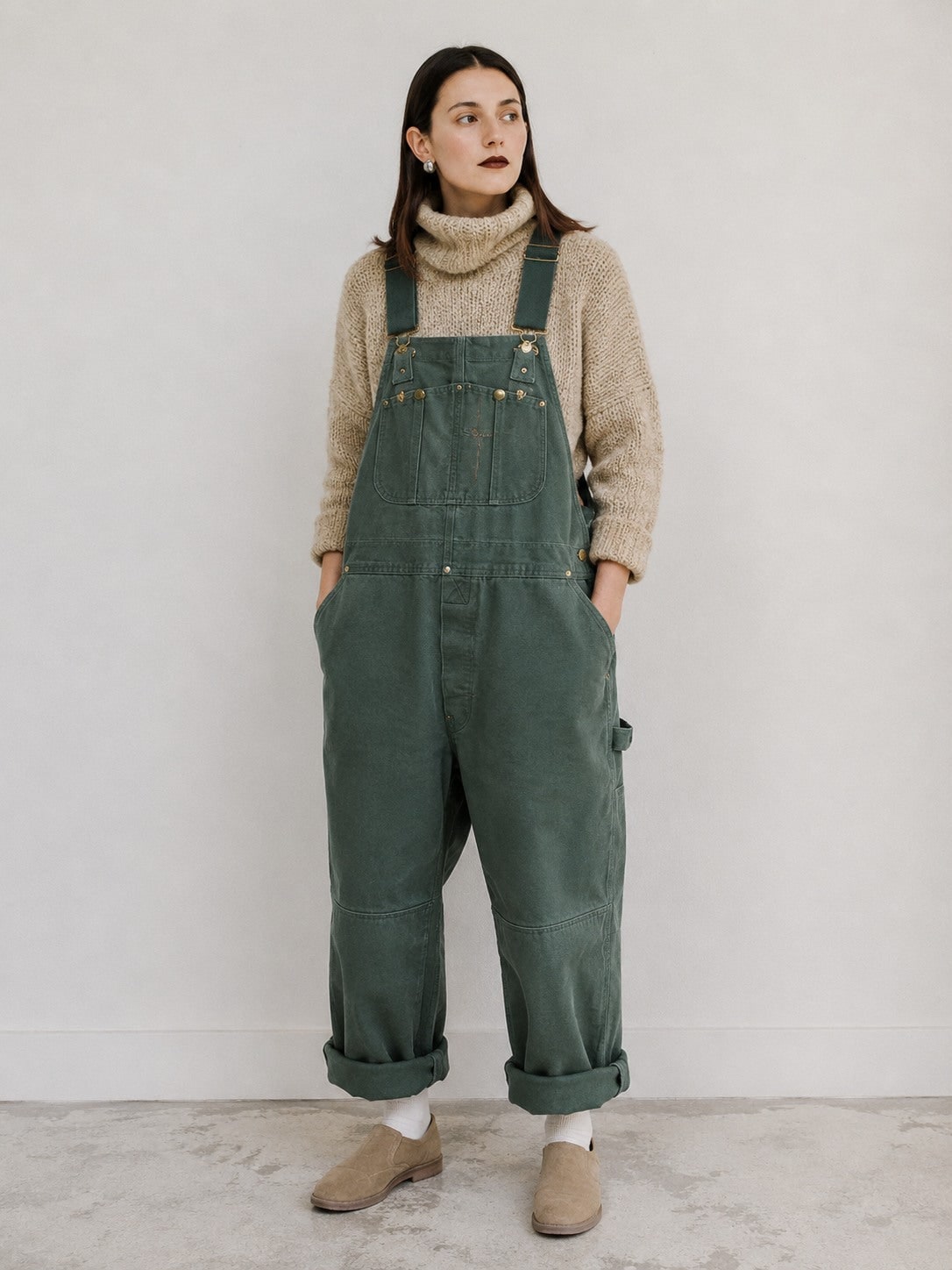 Women's Canvas Bib Overalls, Relaxed Fit Dungarees with Multiple Pockets 6