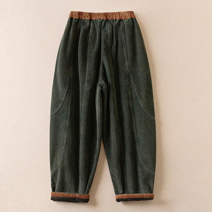 Women's Corduroy Harem Trousers with Fleece Lining & Drawstring 3