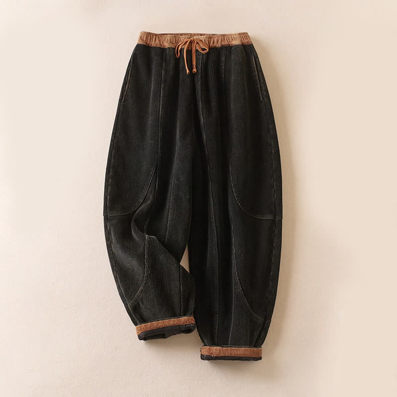 Women's Corduroy Harem Trousers with Fleece Lining & Drawstring 4