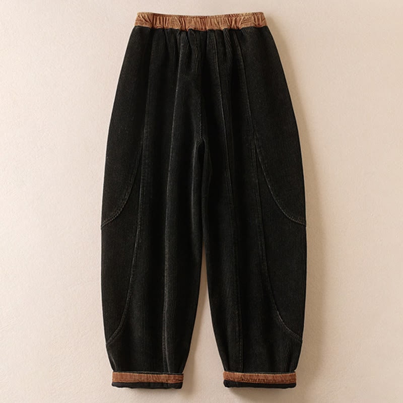 Women's Corduroy Harem Trousers with Fleece Lining & Drawstring 5