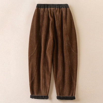 Women's Corduroy Harem Trousers with Fleece Lining & Drawstring 7