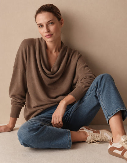 Women's Cowl Neck Knit Pullover Sweater, Long Sleeve 3
