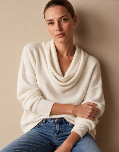 Women's Cowl Neck Knit Pullover Sweater, Long Sleeve 6