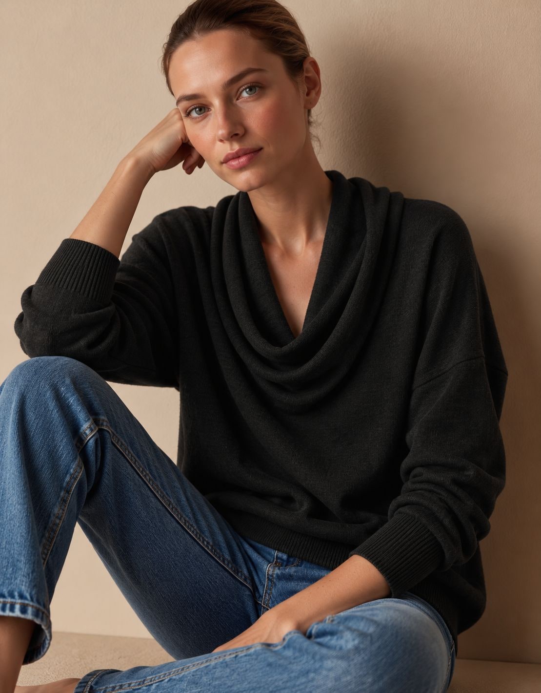 Women's Cowl Neck Knit Pullover Sweater, Long Sleeve 7