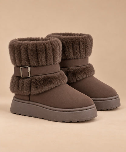 Women's Fur-Trimmed Slip-On Winter Snow Boots 1