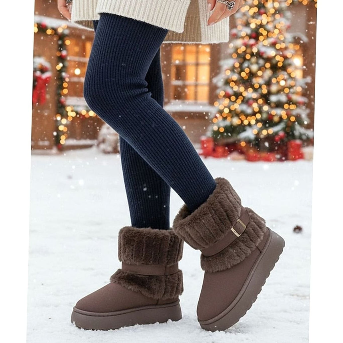 Women's Fur-Trimmed Slip-On Winter Snow Boots 3