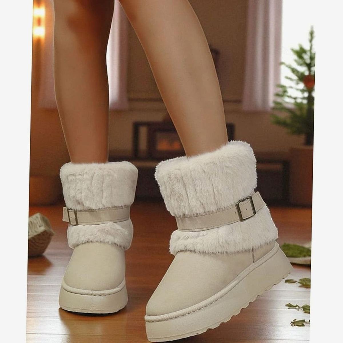Women's Fur-Trimmed Slip-On Winter Snow Boots 7