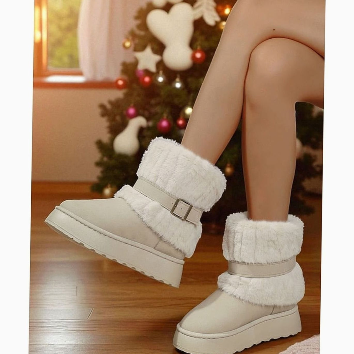 Women's Fur-Trimmed Slip-On Winter Snow Boots 8