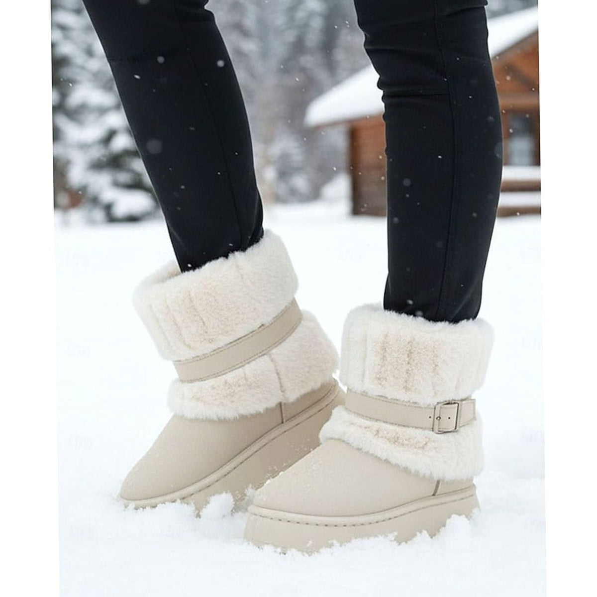 Women's Fur-Trimmed Slip-On Winter Snow Boots 9