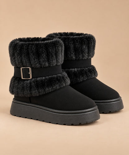 Women's Fur-Trimmed Slip-On Winter Snow Boots 10