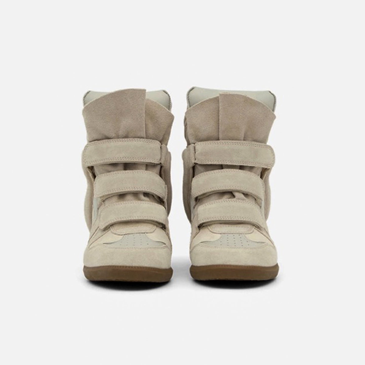 Women's Hidden Wedge High-Top Sneakers, Suede Look with Velcro Straps 8