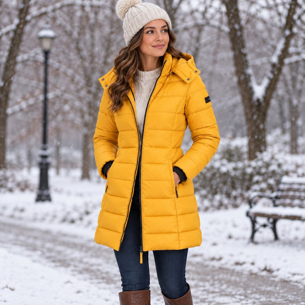 Women's Long Hooded Insulated Puffer Winter Coat 4