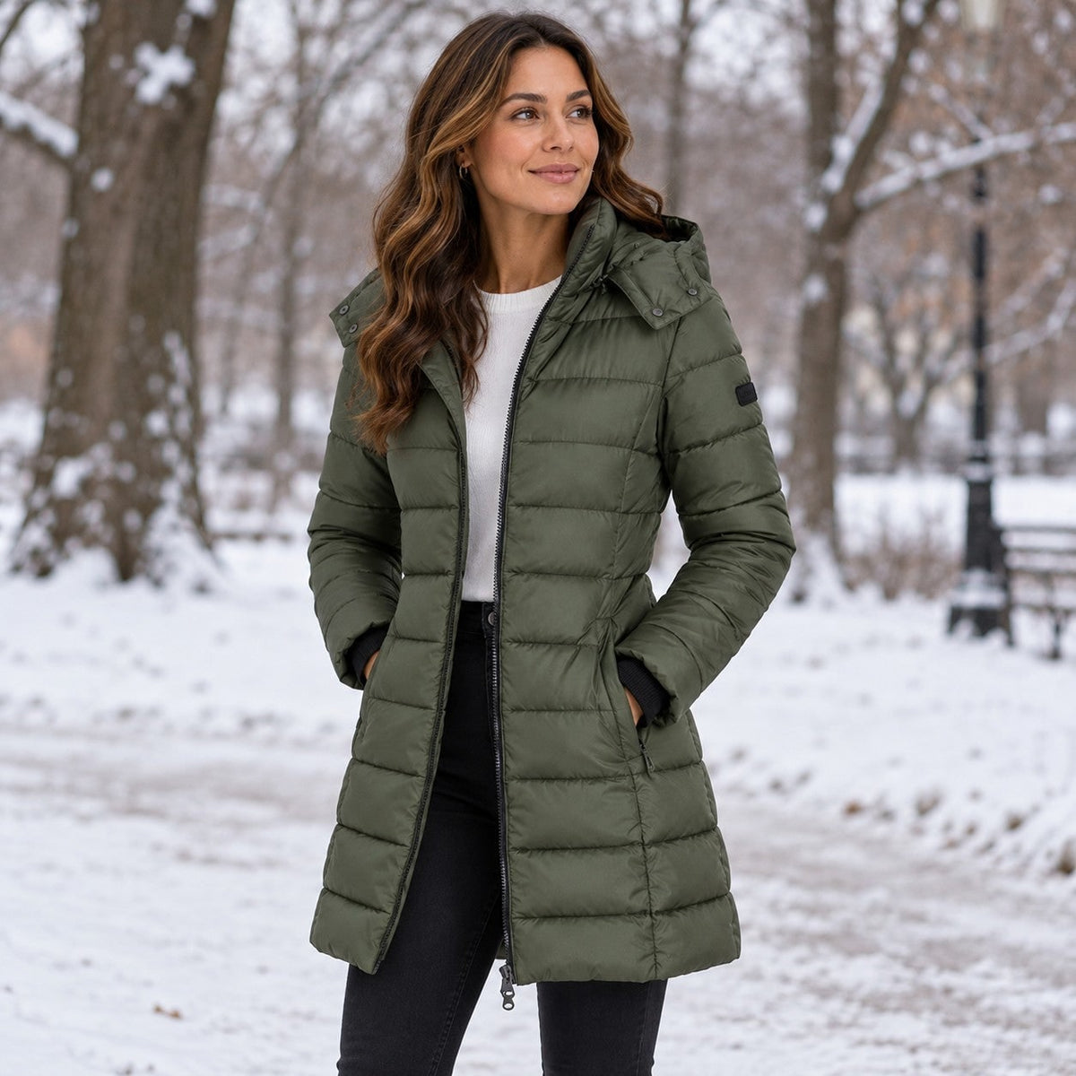 Women's Long Hooded Insulated Puffer Winter Coat 5