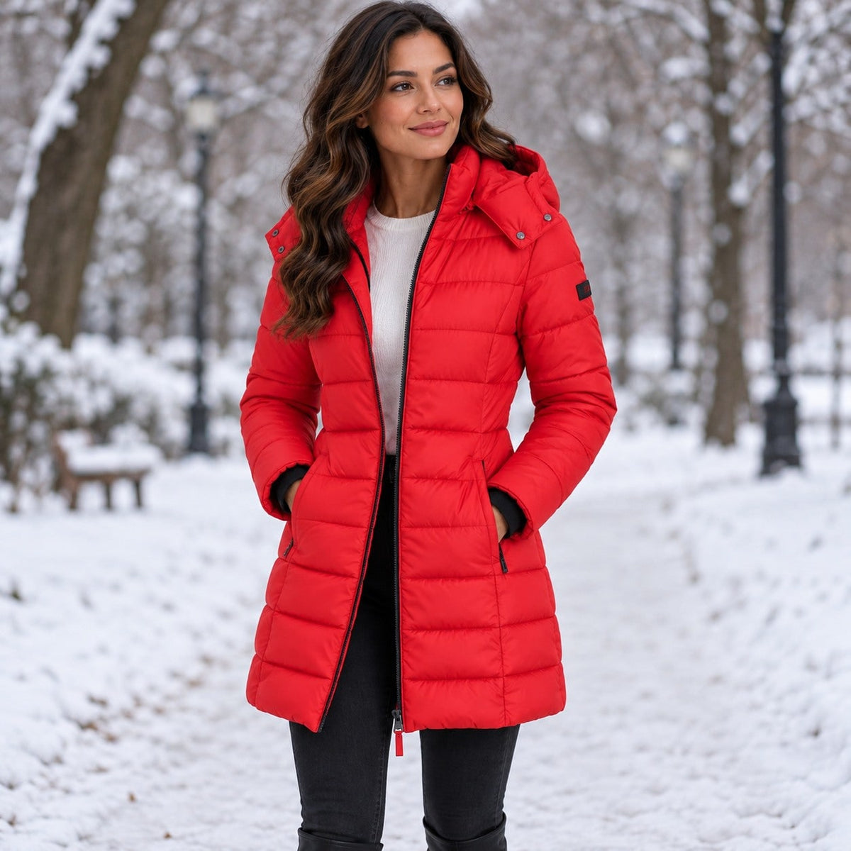 Women's Long Hooded Insulated Puffer Winter Coat 7