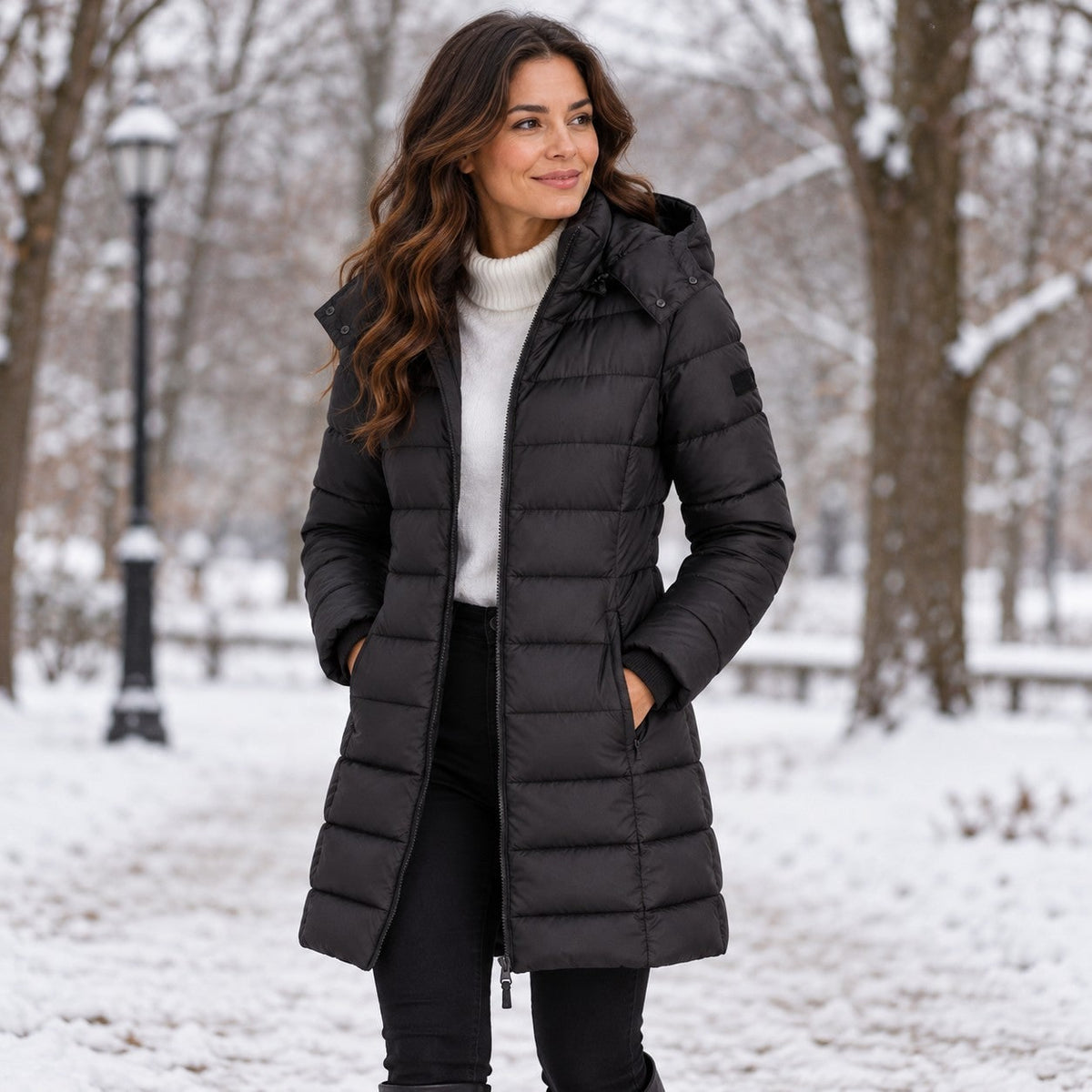 Women's Long Hooded Insulated Puffer Winter Coat 8