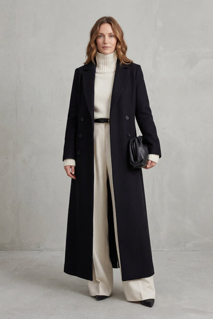 Women's Long Tailored Coat, Classic Fit & Timeless Warmth 2