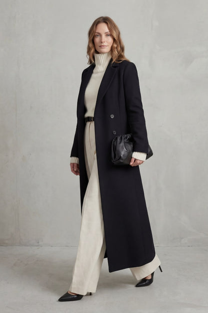 Women's Long Tailored Coat, Classic Fit & Timeless Warmth 3
