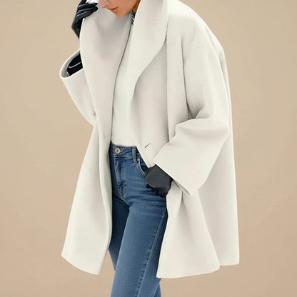 Women's Midi A-Line Oversized Winter Coat with Wide Collar 3