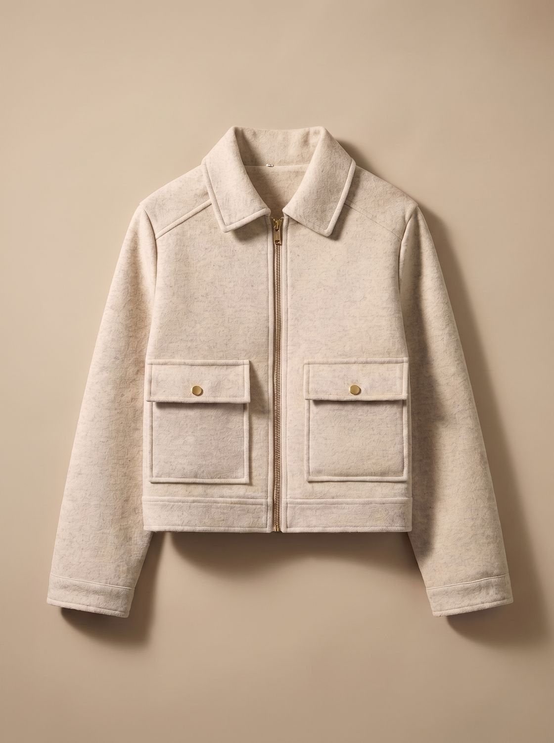 Women's Short Wool-Look Coat with Stand Collar and Button Front 3