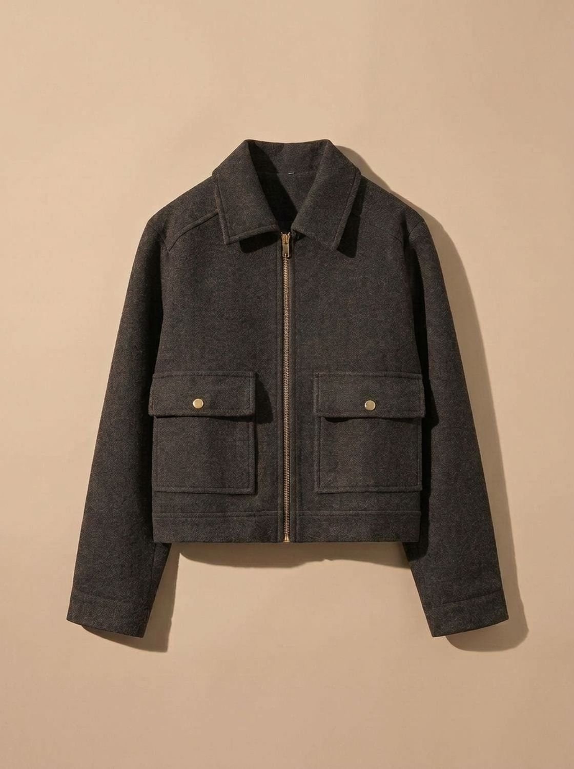 Women's Short Wool-Look Coat with Stand Collar and Button Front 8