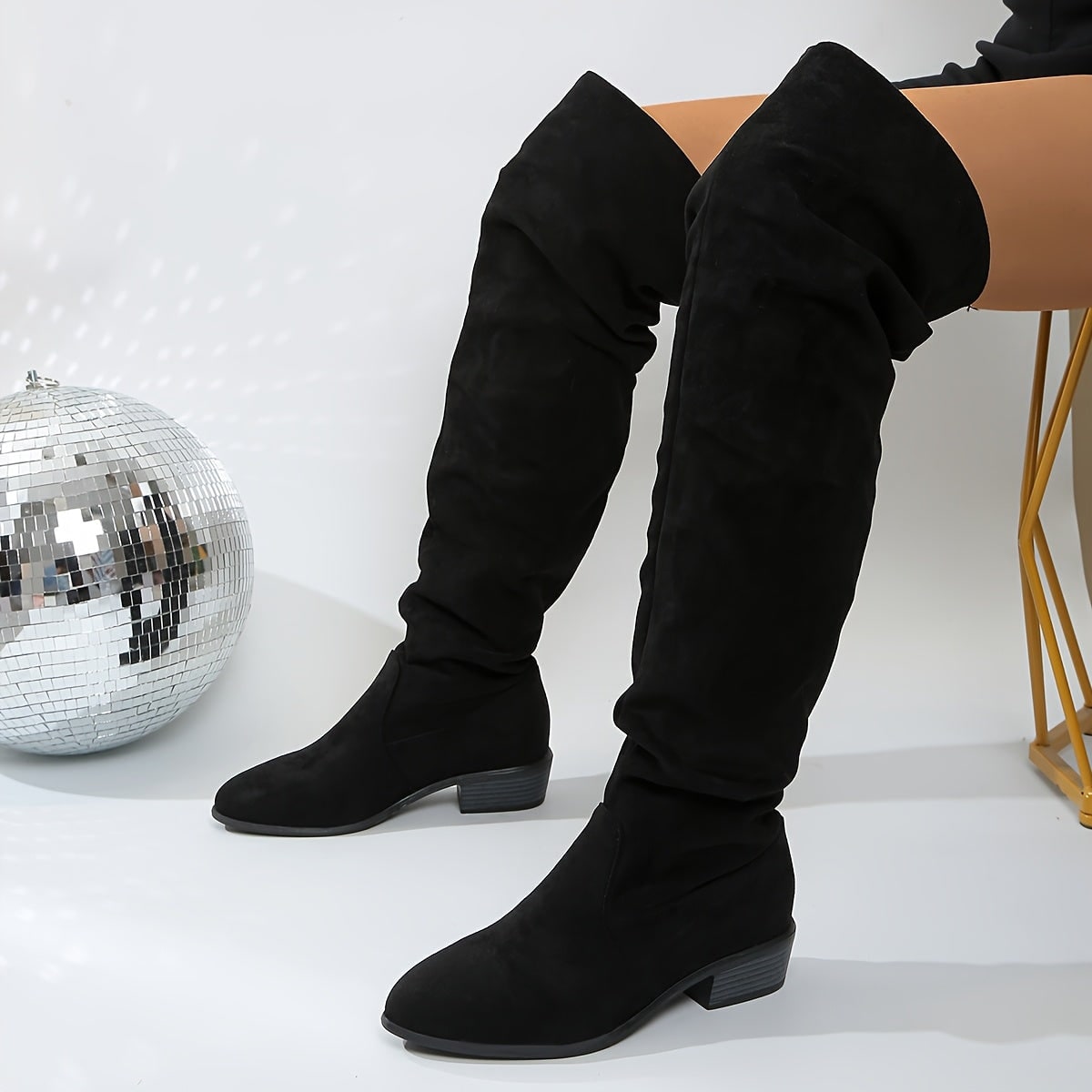 Women's Slip-On Over-the-Knee Boots with Block Heel 6