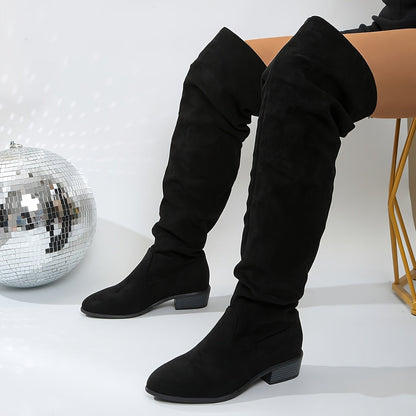 Women's Slip-On Over-the-Knee Boots with Block Heel 6