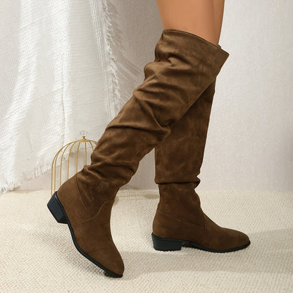 Women's Slip-On Over-the-Knee Boots with Block Heel 8