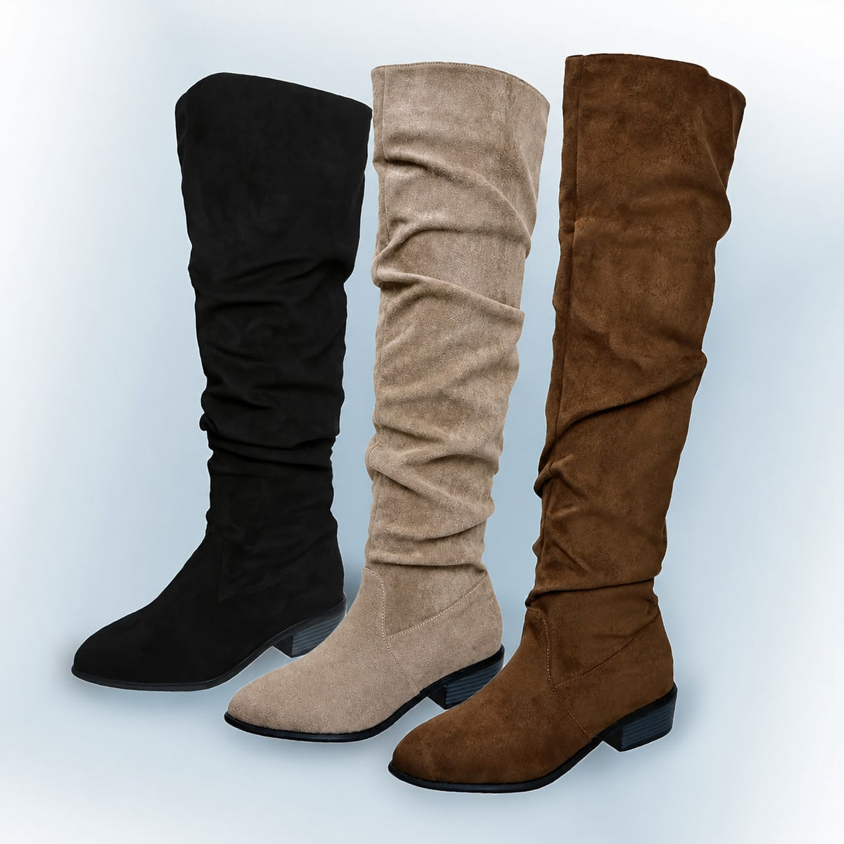 Women's Slip-On Over-the-Knee Boots with Block Heel 10