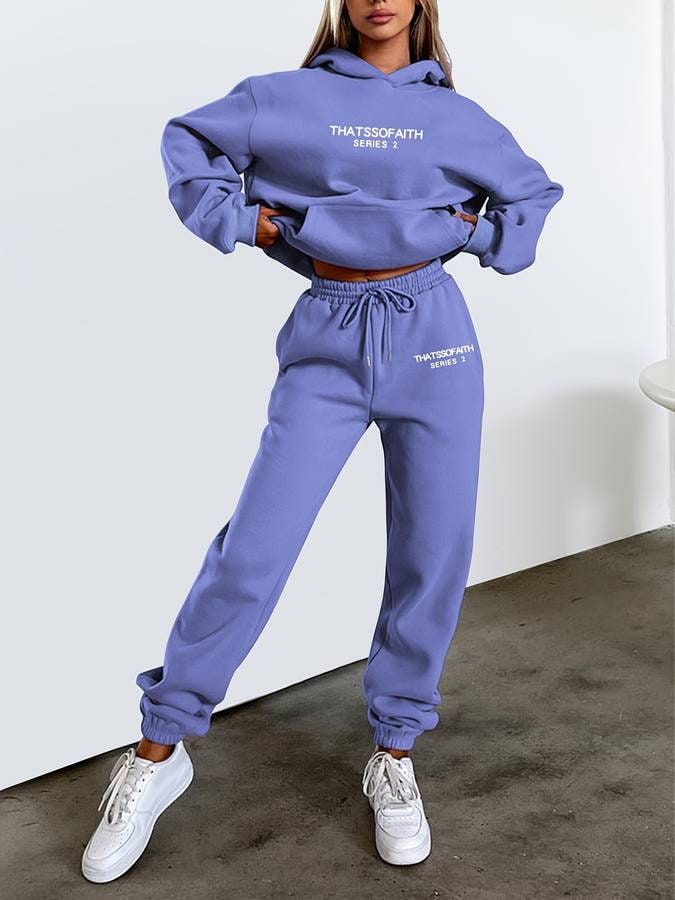 Womens Tracksuit, Cropped Hoodie and Cuffed Joggers Set 5