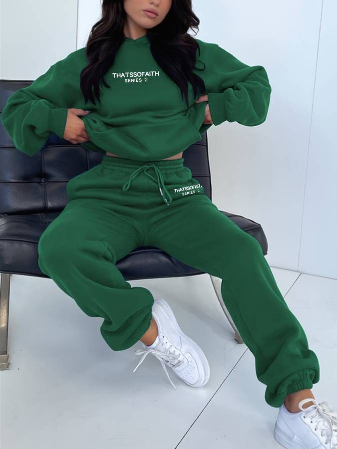 Womens Tracksuit, Cropped Hoodie and Cuffed Joggers Set 6