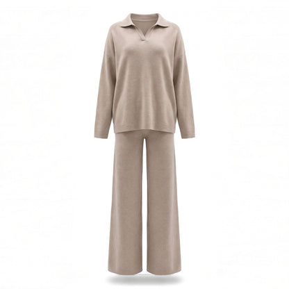 Womens Tracksuit, Knit Lounge Set with Wide Leg Trousers 1