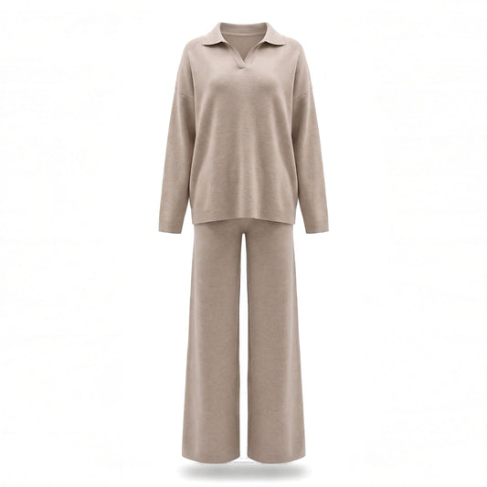 Womens Tracksuit, Knit Lounge Set with Wide Leg Trousers 1