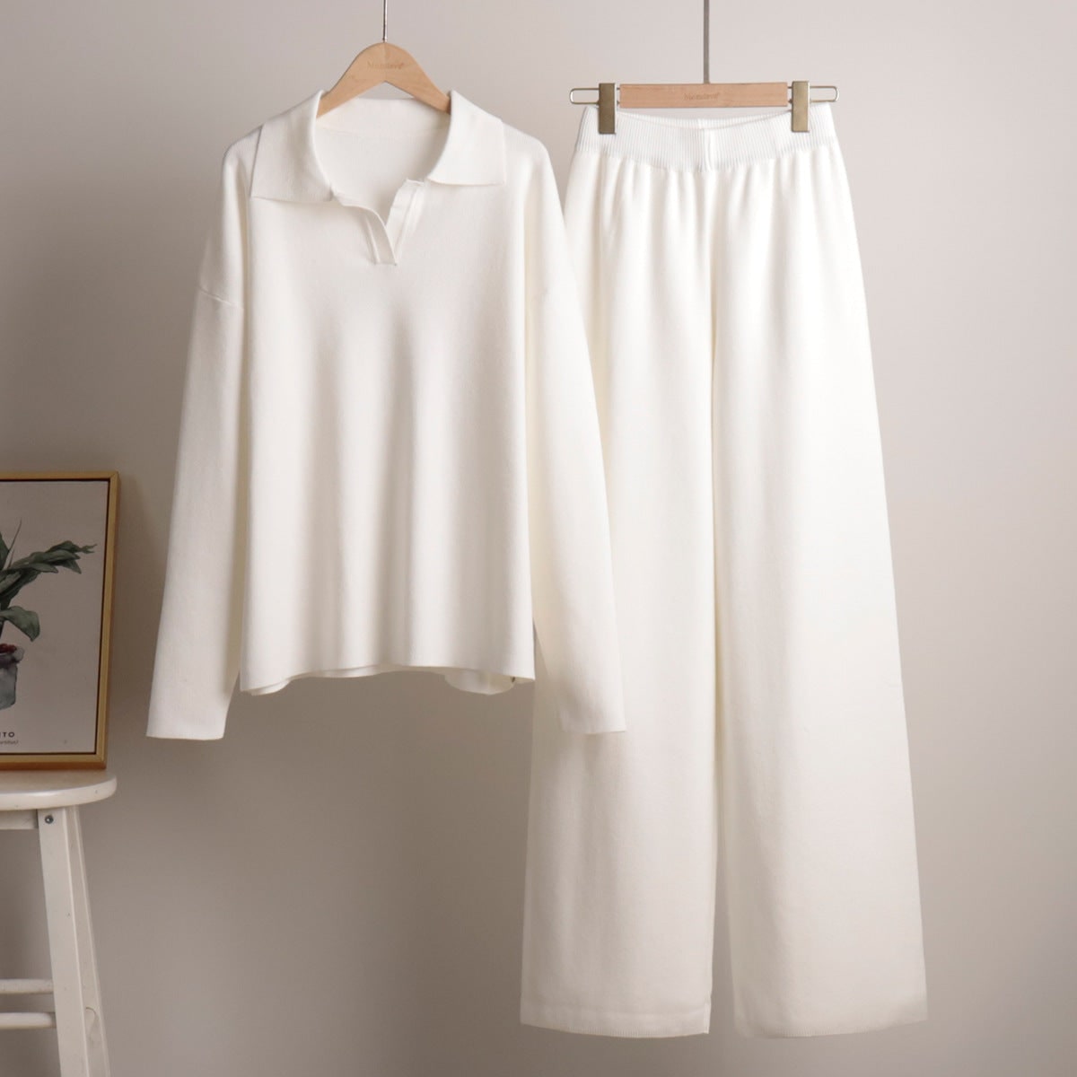 Womens Tracksuit, Knit Lounge Set with Wide Leg Trousers 5