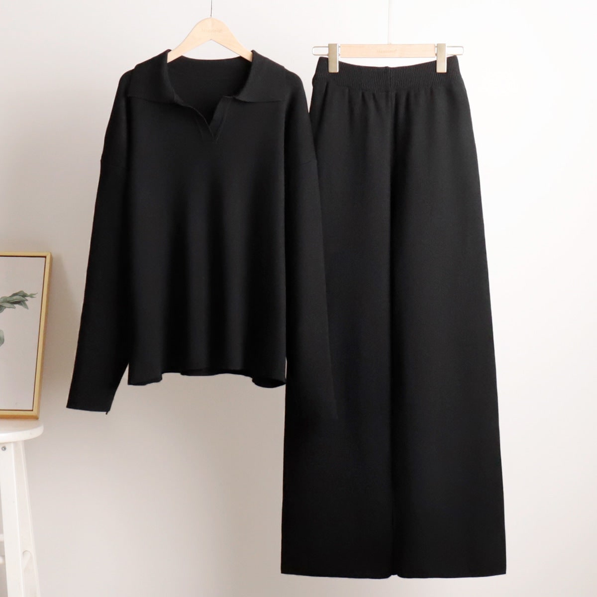 Womens Tracksuit, Knit Lounge Set with Wide Leg Trousers 7