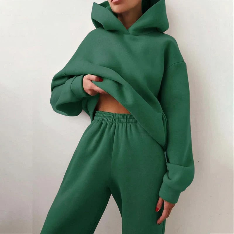 Womens Tracksuit, Oversized Fleece Hoodie and Joggers Set 2
